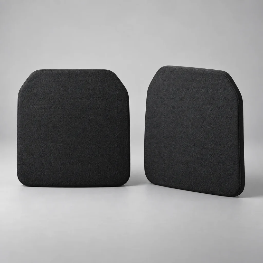 Two separate compact matte-black insert shapes.
